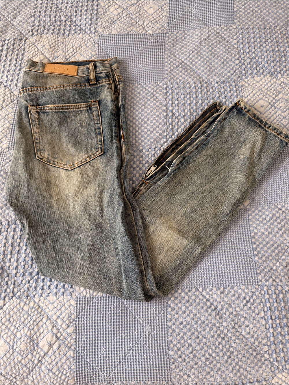 MNML Men's Light Blue Washed Jeans